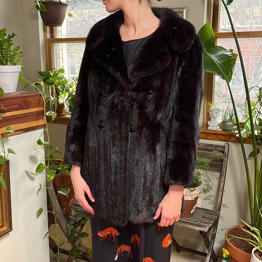 VINTAGE - Real mink fur coat - size medium